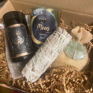 Moon Magic Tool Box- Bath Salts, Tea, Candle, Crystal, Sage Smudge Stick + Tarot